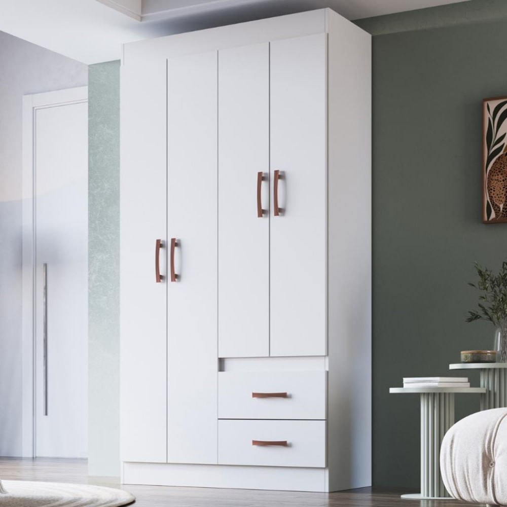 Guarda Roupa Solteiro 4 Portas 2 Gavetas Rosário Doripel