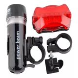 Kit Farol Lanterna Led Bike Bicicleta Traseira E Dianteira Preto