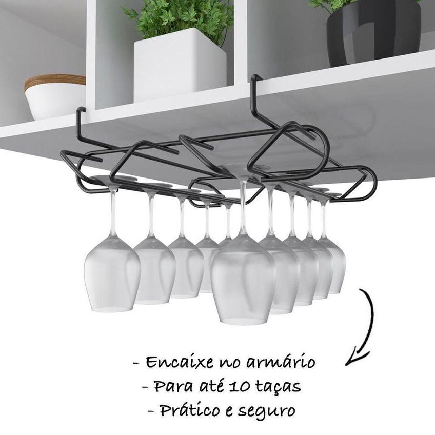 Suporte De Encaixe Em Aço Para Taças - Stolf Preto - imagem 3