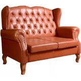 Sofá Chesterfield 2 Lugares Imperador Vintage Retrô Capitonê Couro Caramelo