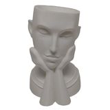 Rosto Enfeite Decoração Impressão 3d Porta Objeto Vaso 14 Cm Sala Branco