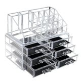 Organizador Maquiagem 6 Gavetas Acrilico Grande 17 Divisorias Porta Batom Cosmeticos Pinceis Caixa Esmalte Joias