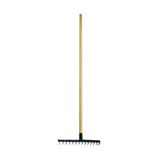 Ancinho 14 Dentes Aço Carbono Cabo Madeira Pra Limpeza 125cm