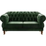Sofá Chesterfield 2 Lugares Duquesa Vintage Retrô Capitonê Veludo Verde