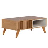 Mesa De Centro Para Sala De Estar 01 Nicho Delta C04 Freijó Off White Matte - Lyam Decor