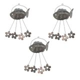 Sino Dos Ventos Flores Peixe Kit 3 Unidades Decoraçao Jardim Quintal Varanda Ambiente Externo Enfeite