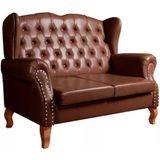 Sofá Chesterfield 2 Lugares Imperador Vintage Retrô Capitonê Couro Marrom