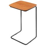 Mesa De Apoio Slim Castanho Em Metal Preto