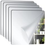 Kit 5 Espelho Adesivo Sala Jantar Acrilico Espelhado 5 Unidades Flexivel Quadrado 15x15cm Decorativo Auto Colante