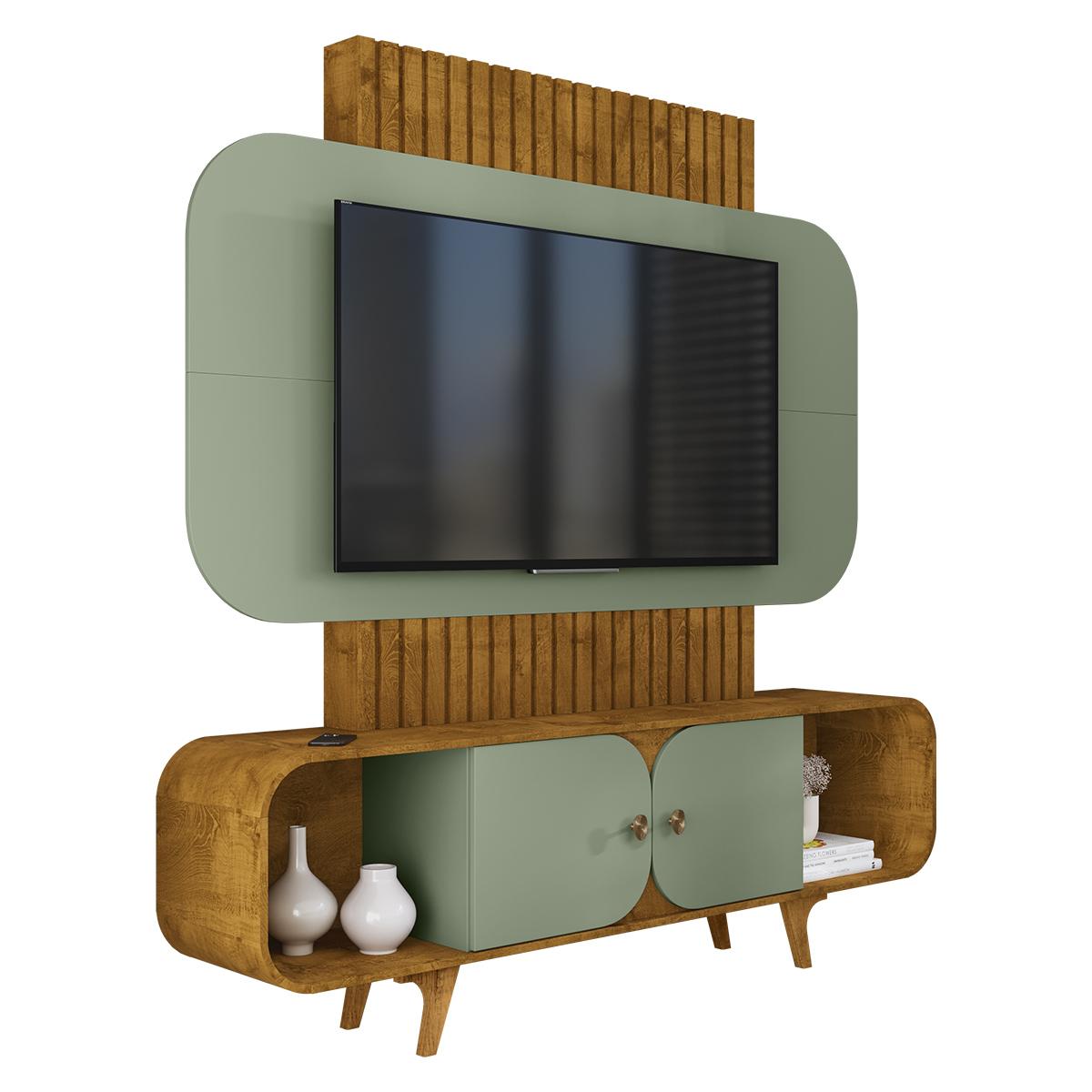 Home Estante Rack Embau Para Tv Até 75 Polegadas Naturale/pistache