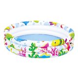 Piscina Infantil Inflável 3 Anéis Fundo Do Mar 180 Litros