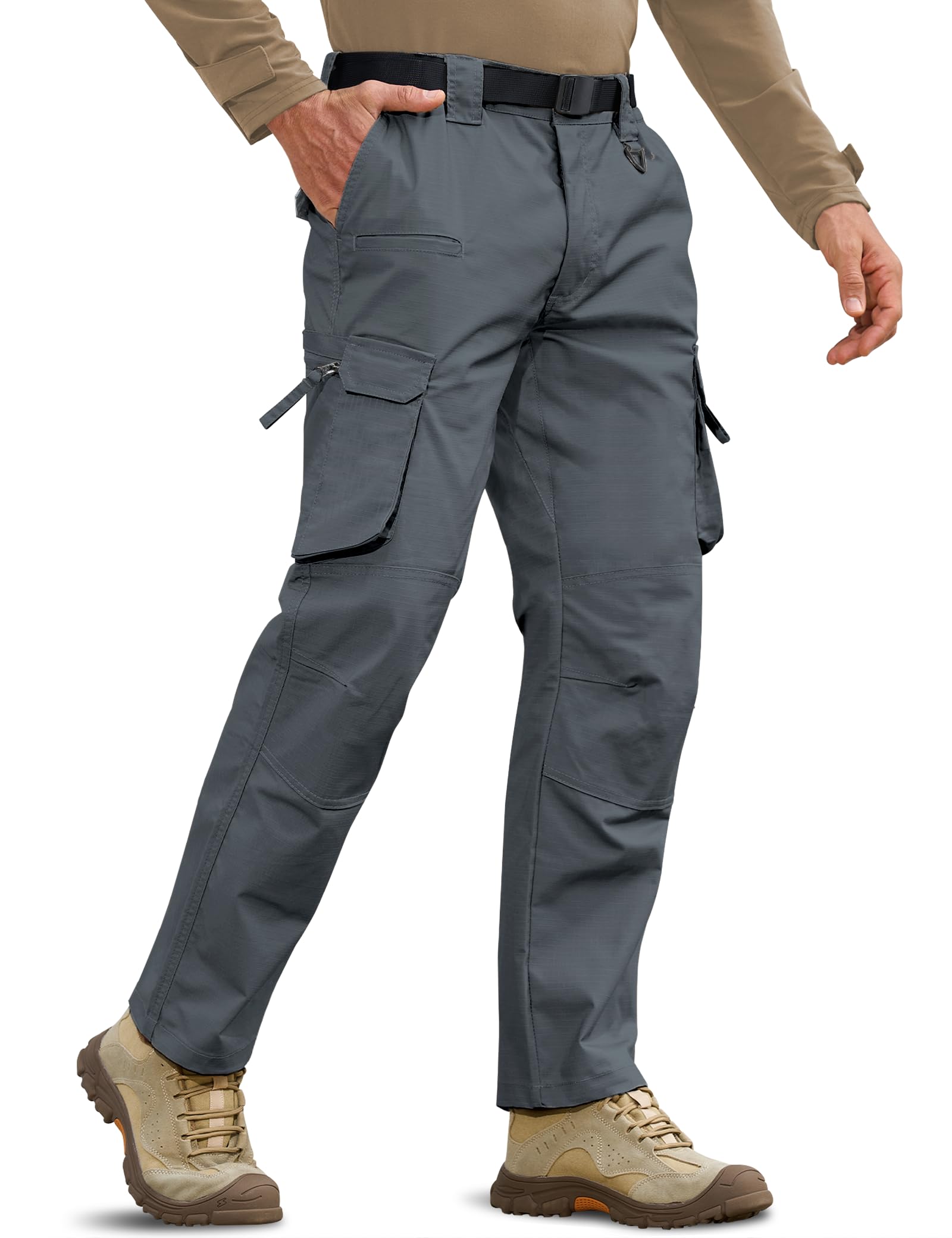 Calças De Carga Mource Ripstop Impermeáveis Para Homens - Cinza