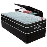 Cama Box Baú Preto E Colchão Elegant Molas Ensacadas Solteiro Ortobom