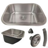 Tanque Lavanderia Lavar Roupa 30l Aço Inox Balcao Pia Com Valvula Sifao Limpeza Lavabo Casa
