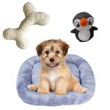 Kit Cama Pet Bigata M Luxo Confortavel Com Osso E Pelucia Cinza