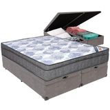 Cama Box Baú Cinza E Colchão Iso Superpocket Molas Ensacadas Queen Ortobom