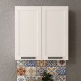 Armário Aéreo 80cm Em Mdf Com 2 Portas Almofada Branco