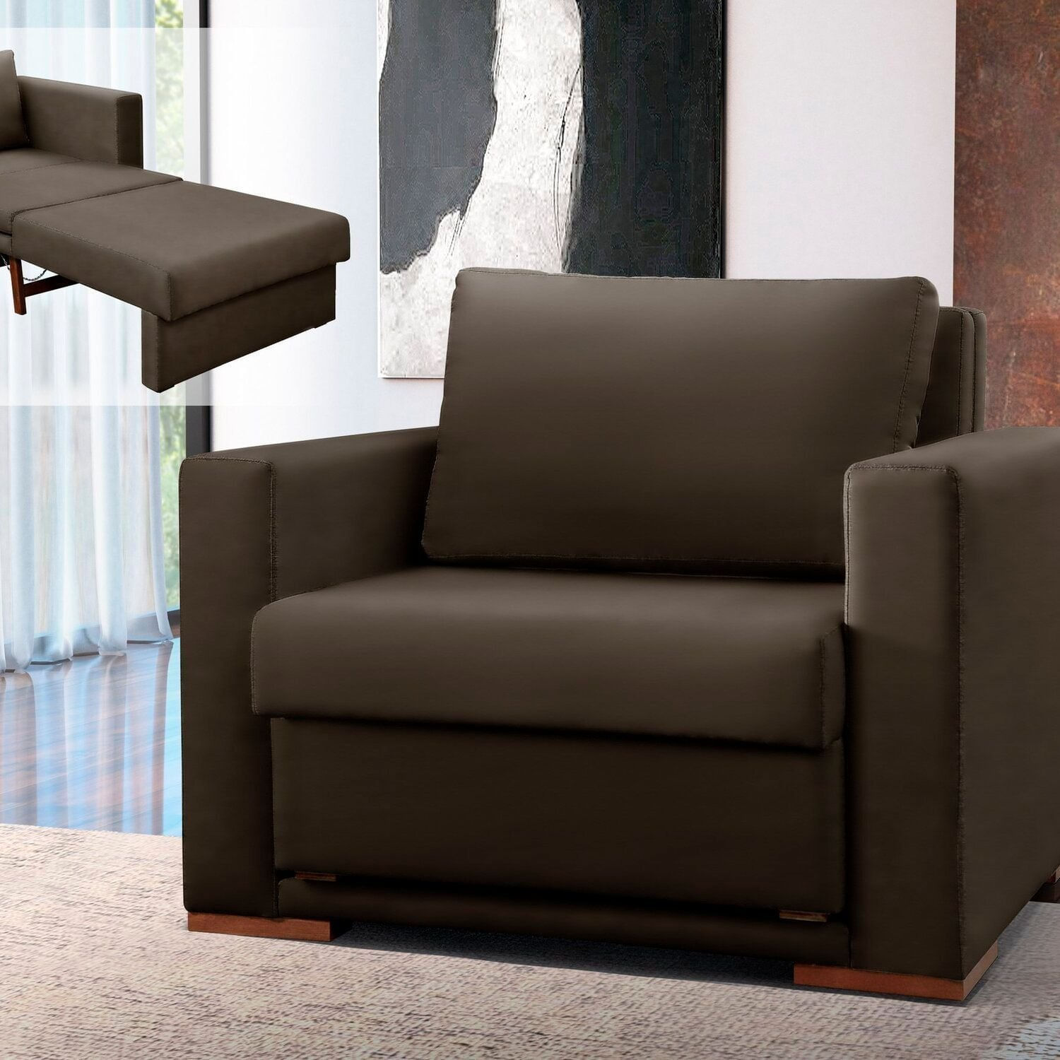 Poltrona Cama Hermes Luxo Moderno Cinza