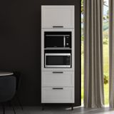 Torre Quente 70cm Para Forno E Micro-ondas Com 1 Porta Basculante E 2 Gavetas Branco