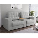 Sofá Retrátil E Reclinável 2 Lugares Com Console Cooler 263cm Choloma Espresso Móveis Cinza