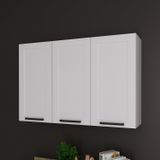 Armário Aéreo 120cm Em Mdf Com 3 Portas Almofada Branco