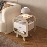 Mesa Apoio Com Usb Theo 65,0cm X 55,0cm X 39,0cm Naturale/ Branco