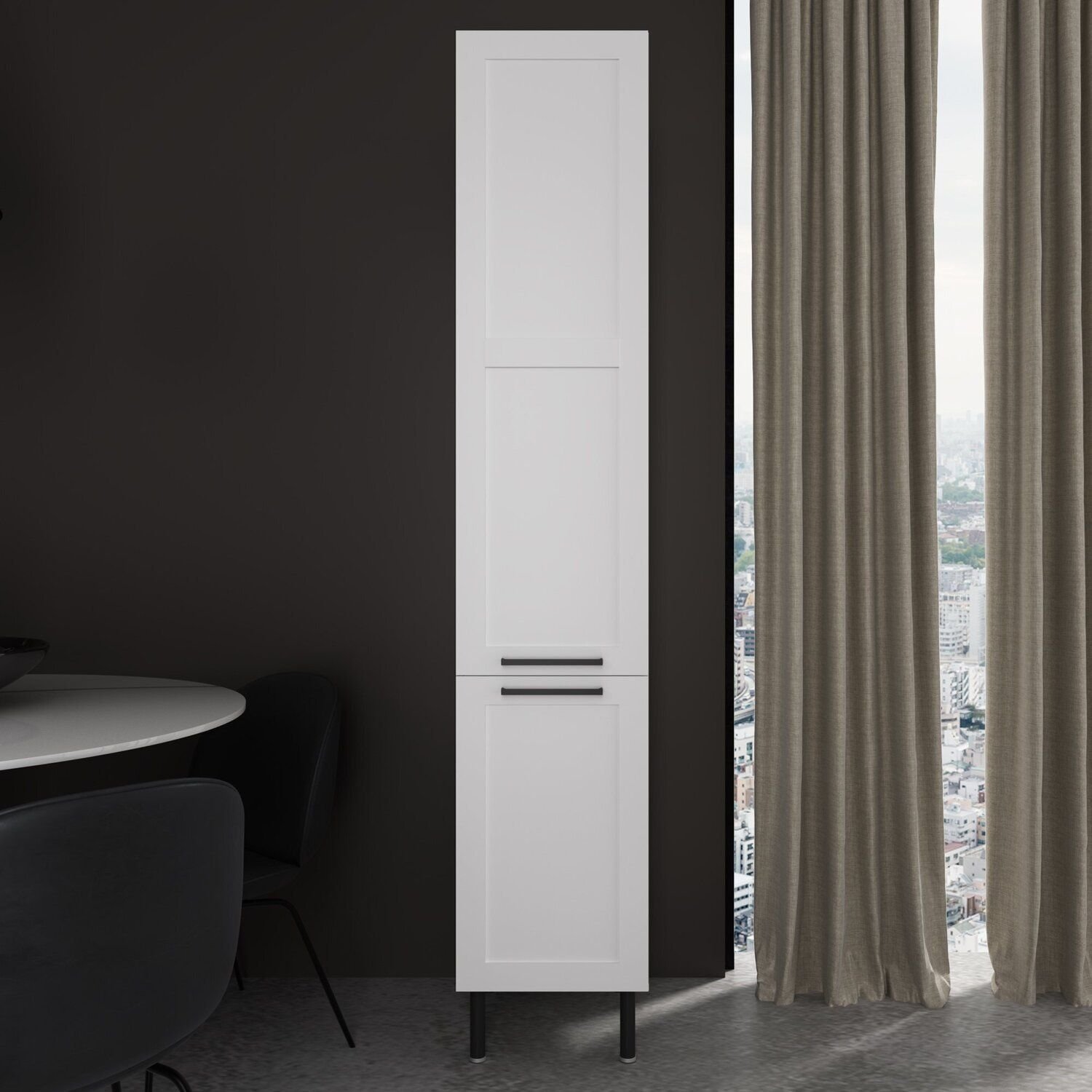 Paneleiro Armário 40cm Em Mdf Com 2 Portas Almofada Branco