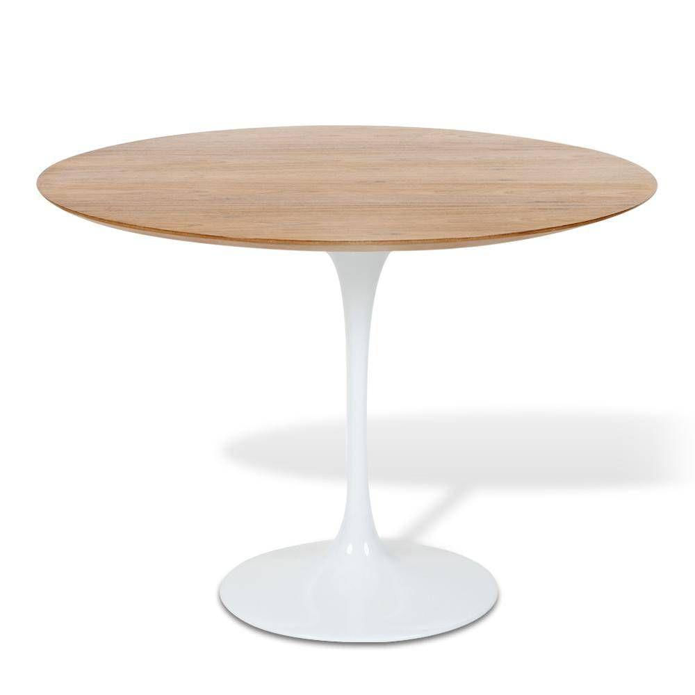 Mesa de Jantar Tulipa Saarinen Redonda 80cm Freijó Branco