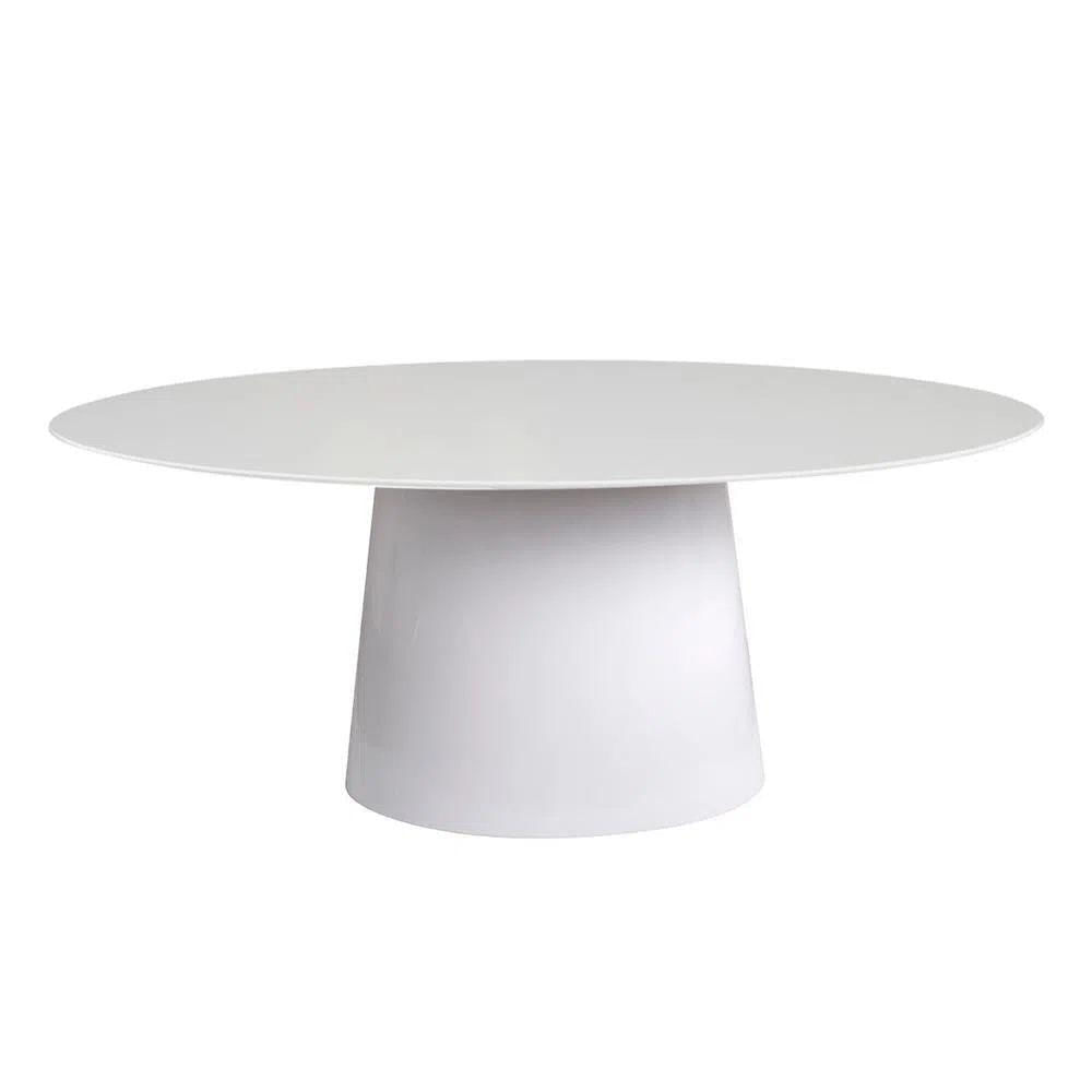 Mesa de Jantar Cone Oval 160x90 cm Laca Branca Yescasa