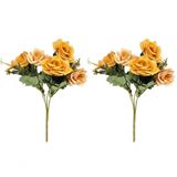 Jogo Buquê Mini Rosas Pêssego 5 Flores 2 Un