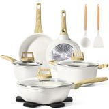 Conjunto De Utensílios De Cozinha Gipp, Antiaderente, 14 Unidades, Granito Branco, Indução