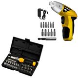 Kit Chaves Jogo Catraca 40 Peças + Parafusadeira C/ 11 Bits