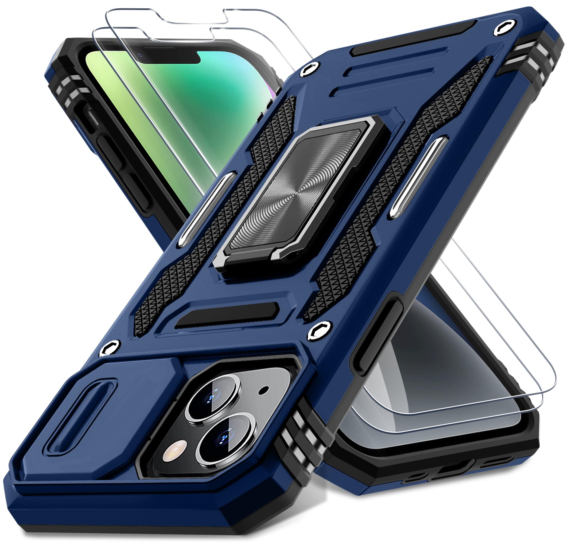 Capa De Telefone Deerlamn Para Iphone 13/14 De 6,1 Polegadas Com Capa De Câmera Azul