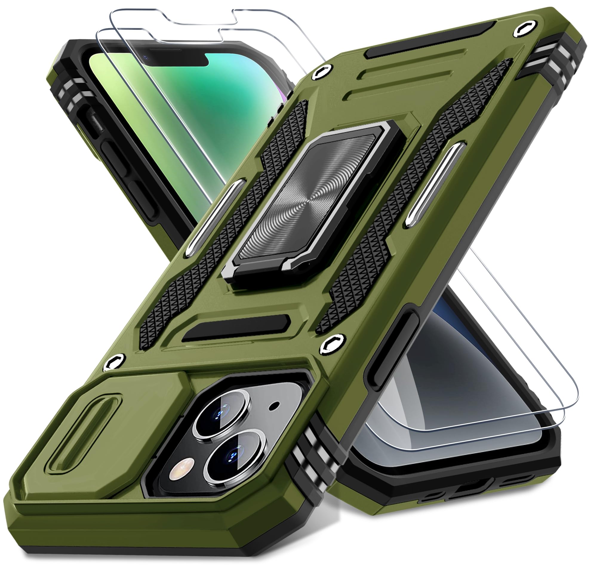 Capa De Telefone Deerlamn Para Iphone 13/14 De 6,1 Polegadas Com Capa De Câmera E 2 Protetores De Tela