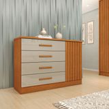 Cômoda 4 Gavetas Em Mdf/mdp Ripado Espresso Móveis Cinamomo/off White