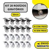 Kit 20 Rodízio Giratório Em Gel Rodinha Silicone Móveis 50mm