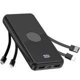 Carregador Portátil Power Bank Txqx 10000mah Com Cabos Pretos