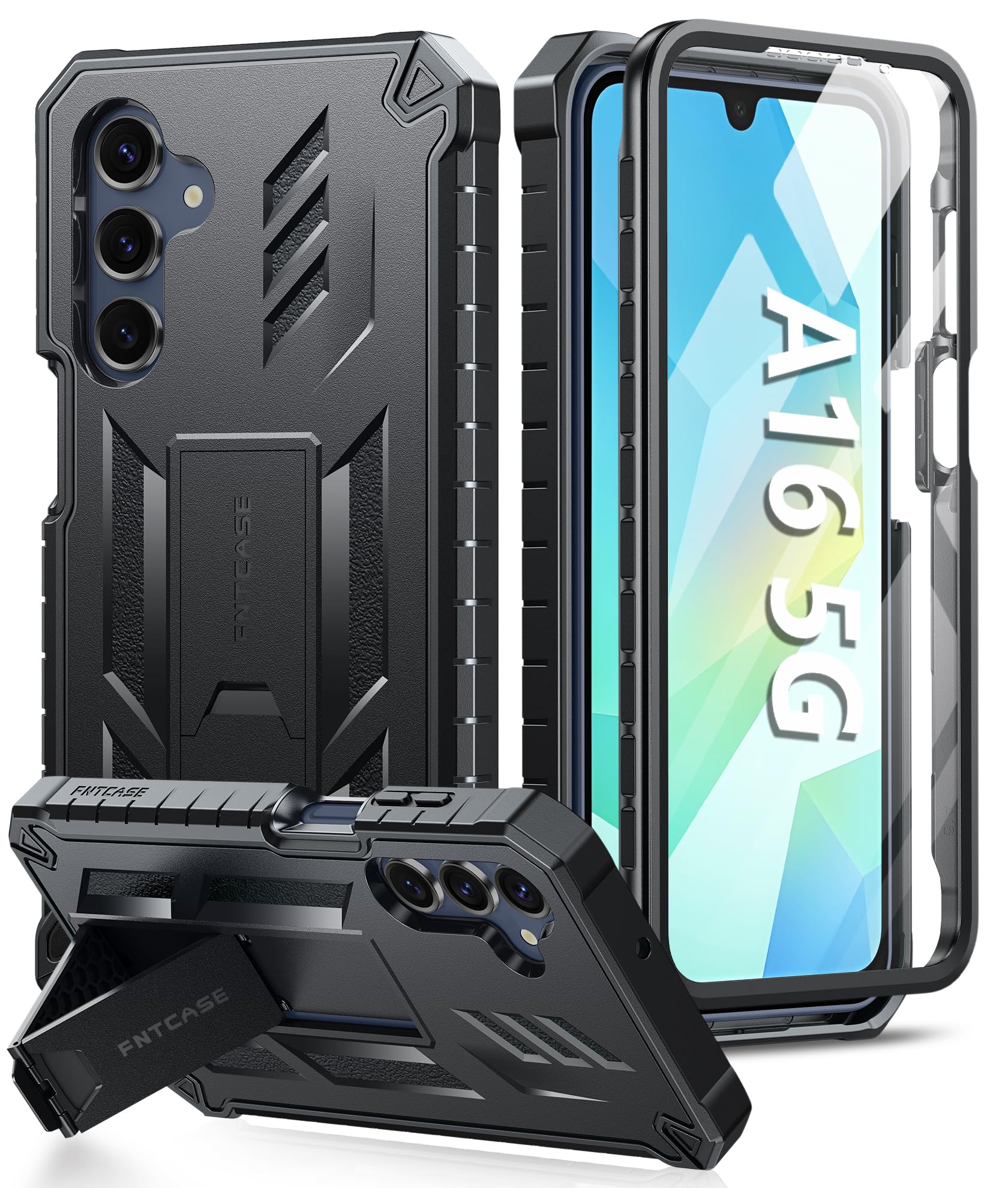 Capa De Telefone Fntcase Para Samsung Galaxy A16-5g Com Suporte Preto