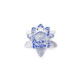 Enfeite Decoração De Cristal Vidro Flor De Lotus Para Sala Quarto Cristaleira Pequeno 8cm Azul