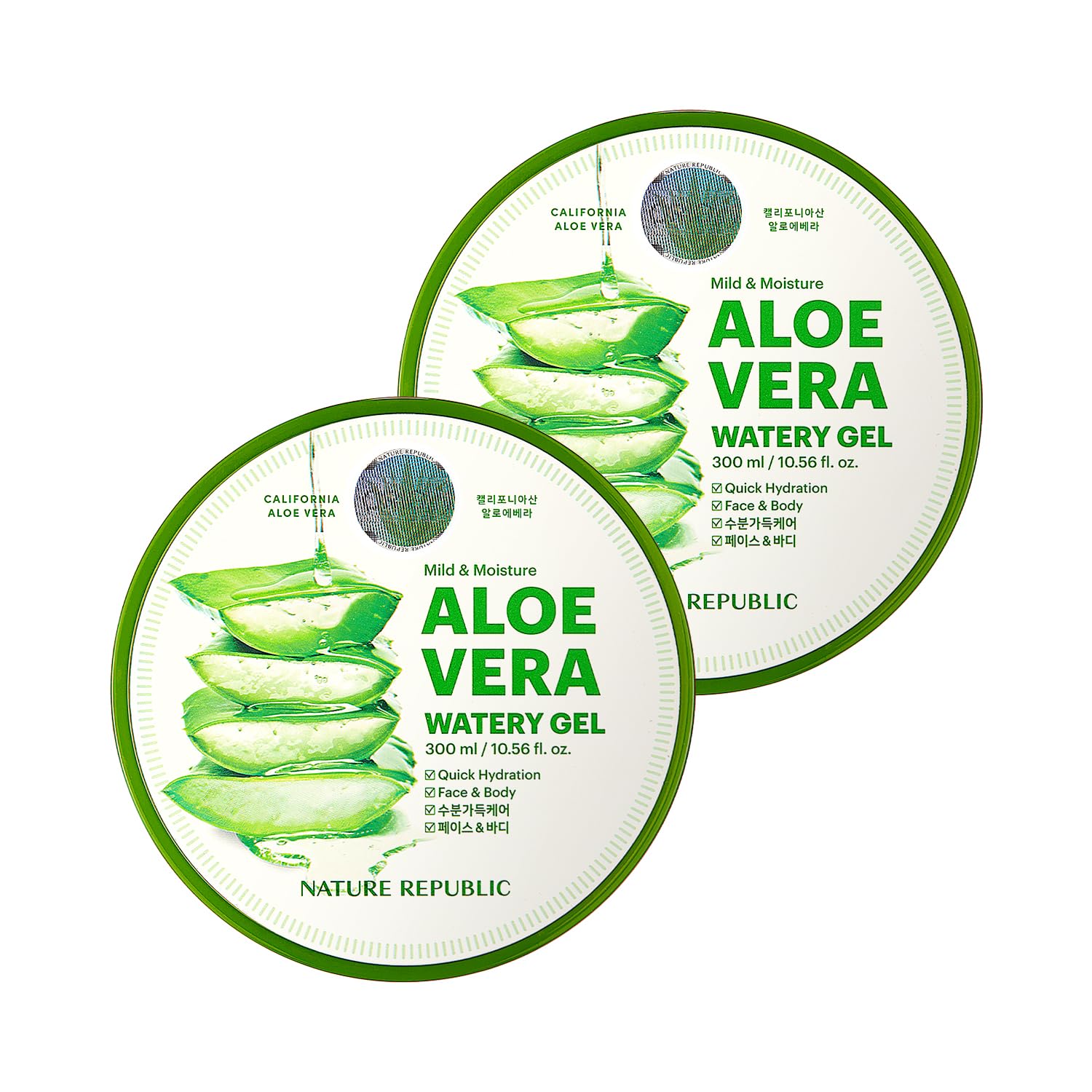 Gel Nature Republic Mild &amp; Moisture Aloe Vera Watery (2x250ml)