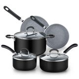 Conjunto De Utensílios De Cozinha Antiaderente Cook N Home De 8 Peças Com Tampa De Vidro