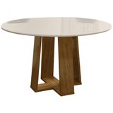 Mesa De Jantar Redonda 6 Lugares 135cm Ella N02 Ypê/Off White - Mpozenato