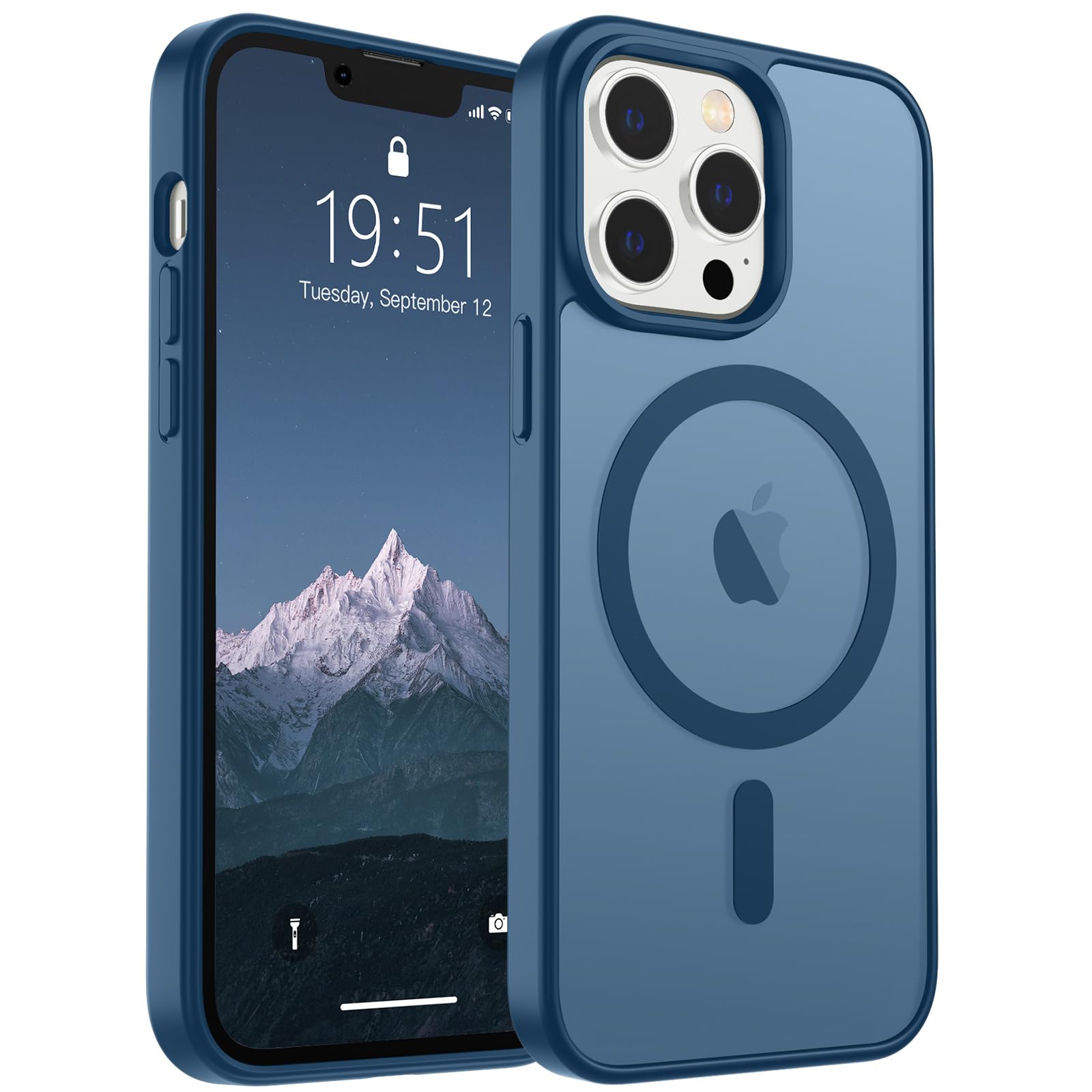 Capa De Telefone Supfine Magnetic Para Iphone 13 Pro Max Deep Blue