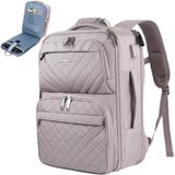 Mochila De Viagem Empsign Para Mulheres De 17 Polegadas Com Porta Usb Cinza Rosa