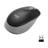 Mouse sem fio Logitech M190 com Design Ambidestro de Tamanho Padrão, Conexão USB e Pilha Inclusa - Cinza