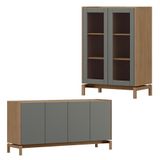 Cristaleira 2 Portas Vidro Balcao Buffet 4 Portas Oak Ferrolack Milani Store