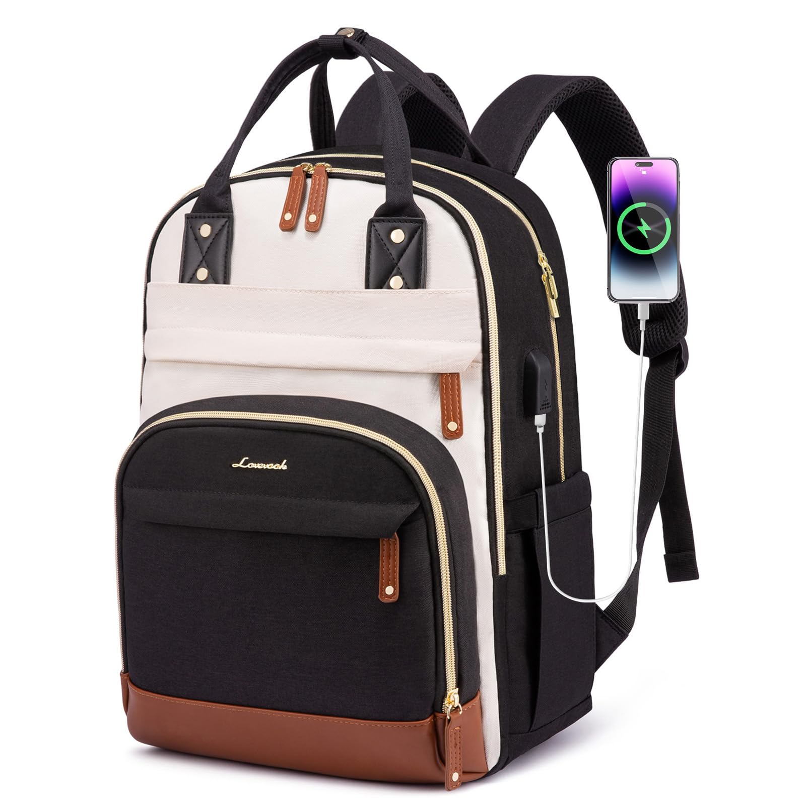 Mochila Para Laptop Lovevook Para Mulheres De 17 Polegadas, Anti-roubo, Bege