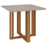 Mesa De Jantar Quadrada Flora 95x95 Nature/off White Com Tampo Em Mdf - Cimol Móveis