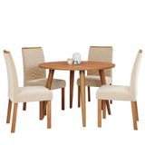Mesa De Jantar Dani 109cm Com Tampo Em Mdf E 4 Cadeiras Clarice Wood Madeira/cinamomo/suede Nude - Cimol Móveis