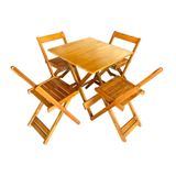 Jogo De Mesa De Bar 70x70 Com 4 Cadeiras Dobrável Em Madeira Mel
